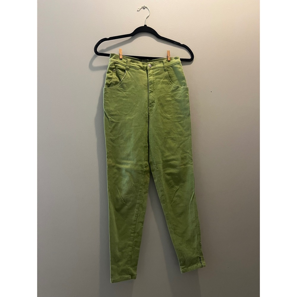 Esprit EDC Jeans Kids Size 12 Lime Green Excellent Vintage Tapered Ankle Zip